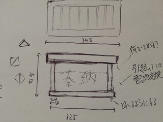 賽銭箱のラフ設計図